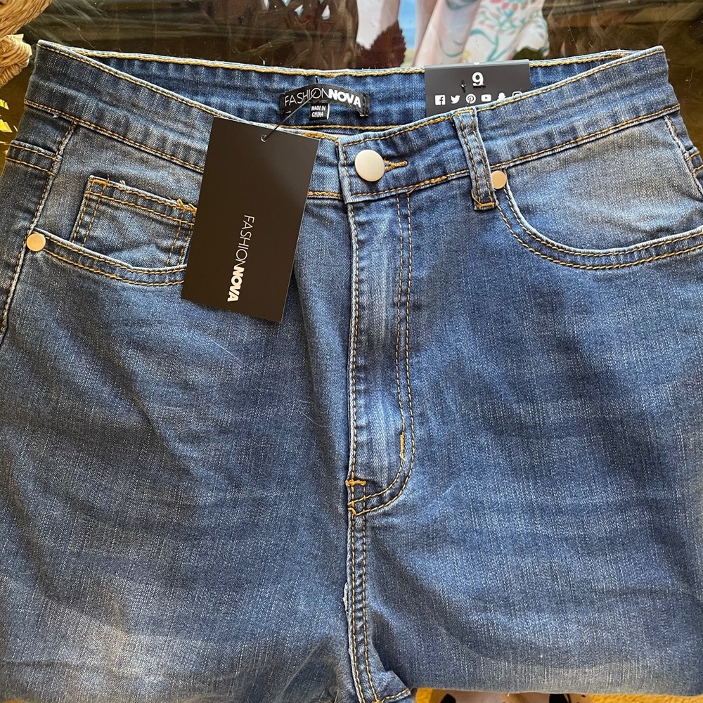 Fashion Nova Super High Rise Destructed Split Hem